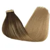 Unsichtbares Balayage Tape in Extensions, Echthaar, Ombre, Schokoladenbraun bis Schmutzblond, 100 g/40 Stück