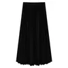 Летние женщины драпированные ребра плиссированные юбка эластичная высокая талия длинная юбка женских осенних дам высокое качество MIDI юбка SAIA 210721