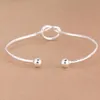 Klassisk kärlek Knot Armband Bangles för kvinnor Elegant Silver Färg Justerbar Hjärta Bangle Everyday Jewelry Pulseras Mujer Q0719