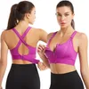 Yoga Outfit 2021 Wireless Supportive Sports Bra For Women Front Zip Design Cross Back Vest Workout Wear NOV99