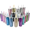 Разноцветные 24 oblitter Glitter Sippy Cup Tumbler с двойной стеной изолированной пластиковой спортивной бутылкой кружка с соломинкой настраиваемый DIY подарочные воды