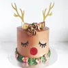 Autres fournitures de fête d'événement 1set joyeux noël gâteau topper mignon de cerf d'or de toppers de creux d'or mignon pour les enfants pour les enfants anniversaire de Noël 4656722