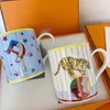 Signage de luxo pintado à mão canecas pares de xícaras xícara de chá xícara de chá de alta qualidade Bone China com caixa de presente Embalagem para festa de reuniões de família