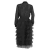 여자 재킷 여성 패션 데님 재킷 2022 가을 펑크 스타일 슬림 둥근 목 패치 워크 비드 레이스 중공 아웃 큰 크기