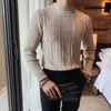 Top Quality Autumn Winter Turtleneck Solid Twist Sweater Men Clothing 2022 All Match Slim Fit Casual Knit Pullovers Pull Homme 211008