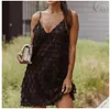 Casual Dresses Party Night Mini Dress Female Summer 2021 Sexy Open Back Roaring V-neck Great Gatsby Costume Fringed Embellished259H