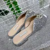 Top Quality Fashion Women Sandals Genuine Leather Slippers crystal buckle Summer Flat Stylist Slides Ladies Beach Sandal Party Wedding Slipper flip flops With Box