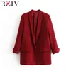 RZIV blazer da donna giacca cappotto casual tinta unita bottone singolo OL 211122