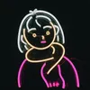 소녀와 스카프 기호 3 색 네온 불빛 밤 바 디스코 주거 패션 공예 12 v 슈퍼 밝은
