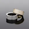 Mens Hip Hop Rings 5 ​​Rows Cz Ring Iced Full Micro Pave Cubic Zirconia Ring Simple Fashion Jewelry 18K White Gold30V
