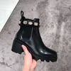 Black Women Luxury Ankle Boots Shoes Womens Chelsea Chunky Low Heel Female Platform Ladies Spring New G Brand Booties