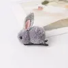 Hair Accessories Winter Fluff Rabbits Clips Ties Colorful Plush Animals Children Birthday Gift Band Barrette Wholesale