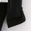 Zevity Women Fashion Notched Collar Fitting Blazer Coat Office Roll Up Sleeve Fickor Kvinnlig Chic Open Stitching Tops SW712 210603