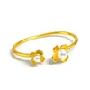 Elegant manschettbangleblomma med pärldesign 18k gul guldfylld slät kvinna Lady armband utsökt smycken gåva