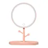 Miroirs compacts Miroir de maquillage LED avec lumière dames lampe de rangement bureau rotatif vanité forme ronde pour chambre cosmétique 3501629