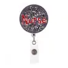 Newest Custom Key Ring Nurse Rhinestone Retractable ID Holder For Name Card Accessories Badge Reel With Alligator Clip