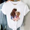Tシャツの女性ストライプボーイズかわいいママクラウンマザーママレディースファッション服グラフィックTシャツトップレディプリント女性ティーTシャツx0628