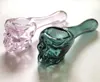 Glass Pyrex Oil Burner Pipes Skull Smoking Hand Spoon Pipe 3.95 inch Tobacco Dry Herb For Silicone Bong Bubbler