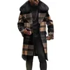 Mens Wool Blends Big Fur Collar Plaid Overcoats Mens Luxury Trench Coats For Men Check Woolen Long Jackets Fashionabla Street Size Streetwear