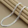 925 Sterling Silver Chain Necklace 5mm Full Sideways Cuban Link Necklace for Woman Men Fashion Wedding Engagement Jewelry2299