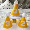 Chapéus do partido Número 1 2 3 Happy Birthday Chapéu Crown Headband Kid 1º 2º 3º Decoração Baby Shower Decor Cap