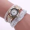 Multilayer Quartz Twist Weave Läderarmband med Rhinestone Diamond Wrap Strap Armbandsur för Women Girls Partihandel