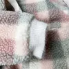 가을 겨울 아기 ​​소녀 격자 무늬 양털 스웨터와 메신저 가방 한국 스타일 두꺼운 캐주얼 따뜻한 코트 어린이 210615