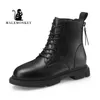 Fashion Leather Ankle Boots Women 2020 Spring Zipper Platform Boots Short Boots Female Motorcycle Martin Boot Botas Mujer Black Y0914