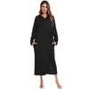 Witbuy Autumn Women's Zipper Front Robe Coat With Pockets Modal Bathrobe Hooded Solid Long Sleeve Night Wear Women Gown 210901