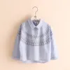 Spring Attumn Arrival 3 4 Years 110cm Children Kids Clothing Blue Color Tops Baby Striped Loose Blouses Shirt For Girls 210529