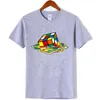 新しいメンズカジュアル高品質100％コットン半袖TシャツマジックスクエアプリントOネックTシャツカジュアルヒップホップTシャツ男性Y0809