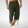 Pantaloncini da uomo in lino corti da uomo al ginocchio in cotone di grandi dimensioni a vita alta pantaloni casual corti estivi da uomo