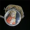 Colar de medalhão com pingente de foto com memória personalizada com corrente de tênis, joias, correntes de zircônia personalizadas, pingente de presente