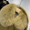 新しい本物の自然の毛皮の冬の白いアヒルのダウムパーカーのコート女性のための襟の短いパウガジャケット女性暖かい緩い黒い雪の出雲211130