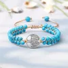 Fili di perline Bohemian 4MM Black Line Blue Turquoises Bracciale fatto a mano Doppia fila Braid Braccialetti da polso Gioielli Amicizia Guarigione Pulsera K