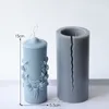 15x5.5cm Big Silicone Carved column Pillar Candle Molds Cylindrical Mould Vintage Flowers DIY Scented Candles Making Mold