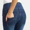 Large Size 38 40 Women's Skinny Jeans High Waist Cotton Stretch Denim Pants Mom Light Blue Black Autumn 210922