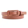 New Candy Color Shiny PU Leather Waist Belt for Women Narrow Thin Belts Waistband Pin Buckle Straps for Dress Black Red Pink