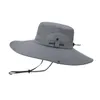 Polyester Bucket Hats Wide Brim Hat Outdoor Sport Caps Foldable Quick Drying Fabric Cowboys Cap Cycling Headwear Sun Protection