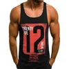 T-shirts Fashion Tee Shirts Sommar Casual Slim Brev Skriv ut Ärmlös Tank T Shirt Man Sportkläder Fitness Andas