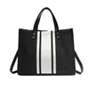 HBP Non- Women's briefcase ol professional business commuting stripe simple square canvas bag single shoulder sport.0018