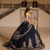 Princess Navy Blue Vestidos de 15 Años Tquinceanera Платья 2021 Сладкий 16 Платье Колекцион Чарро Шариковые платья PROM