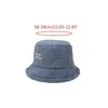 Mulheres Inverno Engradear Quente Faux Fleece Bucket Hat Letras Etiqueta Sólida Cor Harajuku Estudante Ajustável Fisherman G220311