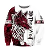 Hayvan Kurt Dövmesi Kırmızı 3d Baskılı Hoodies Harajuku Moda Kapşonlu Sweatshirt Unisex Sıradan Pullover Sudadera Hombre DW066228