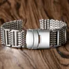 Luxe 20/22 / 24mm Rvs Horlogeband Shark Mesh Vervanging Metalen Foldin Watch Strap met Safety Silver 2 Spring Bars H0915