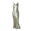 Sexy Spaghetti Strap Backless Sommer Kleid Frauen Satin Spitze Up Trompete Langes Kleid Elegante Bodycon Party Kleider 2021