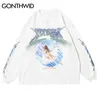 GONTHWID Creative 3D Angel Print Camisetas de manga larga Camisas Streetwear Hip Hop Hipster Casual Camisetas sueltas Hombres Moda Tops 220312