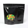 Various Sizes 100pc Glossy Black Aluminum Foil Mylar Package Bags With Oval Window, Stand Up Zip Food Storage