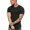 Mode d'été t-shirt décontracté hommes mode fermeture éclair manches o-cou Hip Hop T-Shirt haut coton T-Shirt hommes taille M-5XL