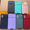 Coques de téléphone tendance avec lentille à fenêtre coulissante pour iphone 13 12 11 pro max XR XS X 7 8 Plus Coque antichoc transparente sept couleurs Etui rigide en silicone